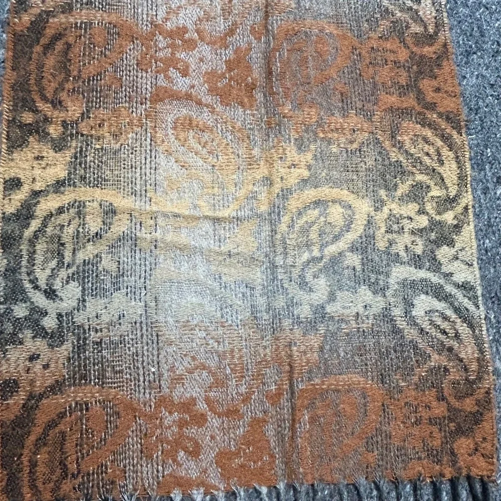 Cejon Scarf OS Womens Brown Boho Paisley Made In Italy Fringe Acrylic Wrap Warm
